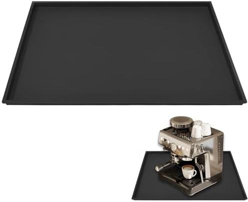 SVUPUE kaffeemaschine Matte, Unterlage Kaffeemaschine aus Silikon, 48x30cm Kaffeevollautomat Barista Zubehör, Anti Rutsch kaffemaschinen unterlage, Kaffeevollautomat Silikonmatte, Schwarz