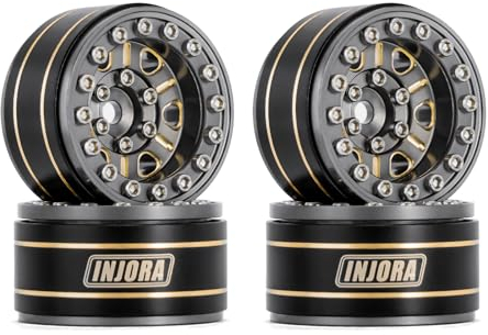 INJORA 1.0 RC Beadlock Felgen Tiefer Teller Negative Offset 3.15mm Räder für SCX24 AX24 Gladiator Bronco C10 JLU Deadbolt Axial 1/24 Crawler,Grau