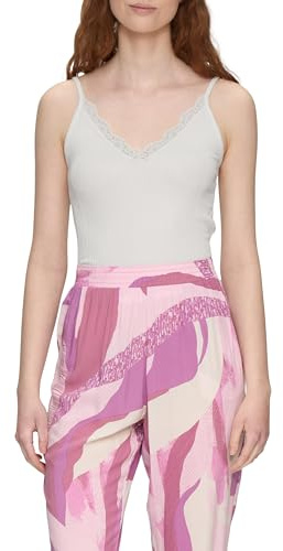 QS Verkürztes Slim-Fit-Top mit Spitzen-Detail und Rippstruktur