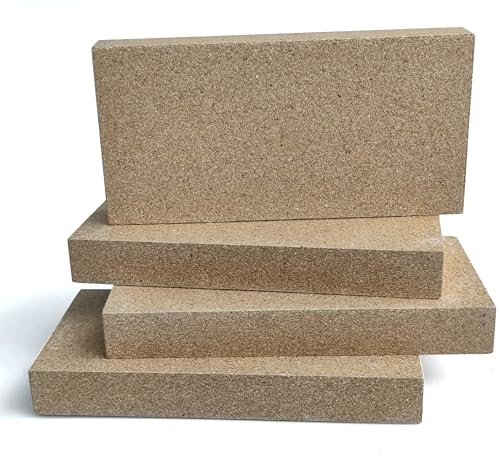 Voulosimi Mattone refrattario - Stufa a legna Mattoni refrattari Isolanti Sostituzione 9 x 4.5 x 1.25 ″ per caminetti, braciere, stufe a legna (4 PCS)