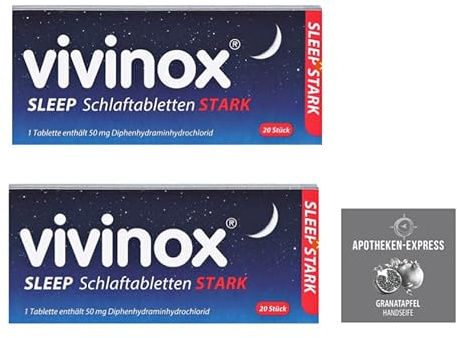 Vivinox stark Schlaftabletten 2 x 20 Tabletten inkl. Granatapfel Handseife von Apotheken-Express