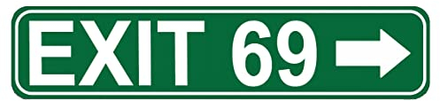 Roscan Exit 69 Straßenschild, hochwertiges Metallschild, Exit 69, Schild für Bauernhaus, Garage, Wanddekoration, Blechschild, 40,6 x 10,2 cm