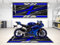 wibeart MPM Motorradmatte für R6, waschbar, rutschfest, öl- und wasserabweisend, Parkmatte für Garage, Ausstellungsraum, Werkstatt | Blau - Größe 1: 86.6 x 39.4/220 x 100 cm