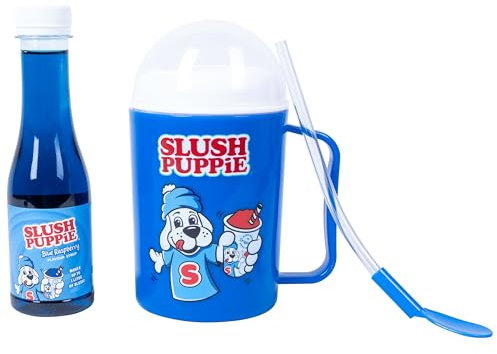 Slush Puppie Slushie Making Cup & Straw with Blue Raspberry Syrup. Make Your Own Frozen Slush Puppie. Set Includes A Vibrant Making Cup & Straw, 180ml Bottle Of Official Slush Puppie Syrup.