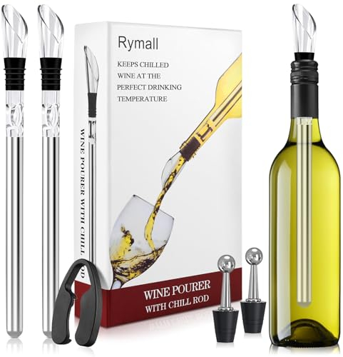 RYMALL Weinkühlstab, 7-in-1 Weinkühler Stab aus Edelstahl, Ideales Weinzubehör für Weinliebhaber I Weinkühler Set