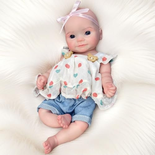 Aniiyy Mini bambola in silicone da 28,9 cm, realistica, in silicone, corpo morbido non in vinile