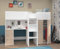 möbelando Hochbett >Tom 1< in Jacksen Eiche/Weiss - 203x95x147cm (LxBxH)