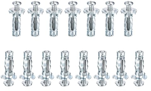 DTGN M4x21mm Hollow Wall Anchors - 15 Pack - Good for Hollow Wall Plaster Walls - Carbon Steel Hollow Drywall Anchors Screws, Silver