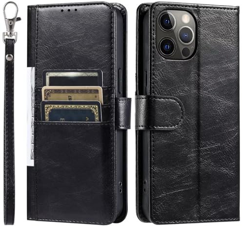 GoodcAcy Lederhülle Kompatibel mit OnePlus 6 Hülle,Premium PU Lederhülle,mit Geldbörse und Kartenfächern,Flip Case Leder Stoßfeste Schutzhülle Bookcase, Schwarz