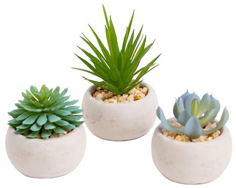 Blooming Artificial - Artificial Plant Indoors in Pot, Succulent Trio, Year Round Decorative Foliage for the House and Office, Trendy and Tropical (Pastel) (7-8cm)