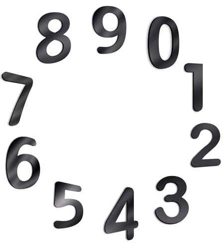 Numeros de Casa Exterior 10 ud Pack de 8 cm de altura - Señalizacion para Comercios Naves Viviendas Locales - Numeros de Metacrilato Negro Brillo