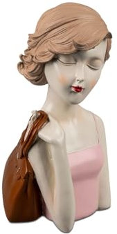 formano Deko-Büste Dame mit Tasche Handbemalt Bunte Skulptur 28cm Figur Skulptur Frau Women groß Dekoration