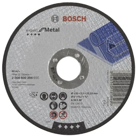 Bosch Professional 1x Trennscheibe Gekröpft Expert for Metal (für Metall, A 30 S BF, Ø 125 mm, 2.5 mm, Zubehör Winkelschleifer) (Packung mit 10)