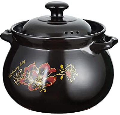 NNYCC Clay Pot for Cooking,Chinese Casserole with Lid Home Kitchens Cookware for Stew Soups and Rice,Black,7.3L