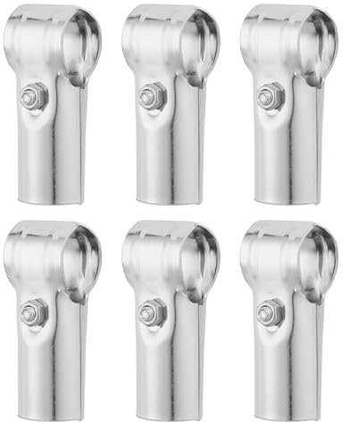 Sourcing Map 6Pcs T Pipe Clamp Connector, Stainless Steel, Silver, 1 Inch (25mm) Pipe Diameter