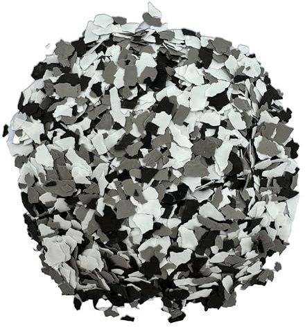 CAIRCON Farbchips für Bodenbeschichtung – Dekochips für Epoxid, PU & Acrylat Bodenfarbe – Mix Schwarz-Weiß-Grau 3Kg
