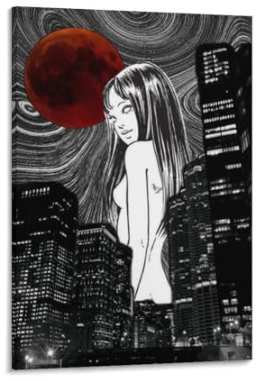 Generisch Junji Ito Poster, Horror, Anime, Kunstdruck, Wandposter, 60 x 90 cm, Wohnzimmer, Schlafzimmer, Büro, Bad, Esszimmer, Küche