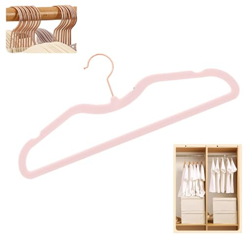 Hochwertige Samt Kleiderbügel,Clothes Hangers - Kurzer Hals Design, platzsparend, 360-Grad drehbar, mit goldenen Haken, perfekt zum Schutz Ihrer Kleidung(Rosa,20 stück)