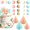 Gyufise 32Pcs Paper Palm Fan Cake Topper Balls Cake Topper Mini Balloon DIY Cake Insert Cake Decorations for Baby Shower Wedding Bridal Shower Birthday Party Decorations Blue Pink