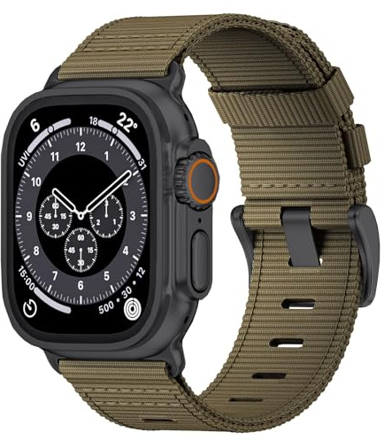 Nylon Breathable Strap for Apple Watch 49-42mm Ultra 2 Series 1-11 SE Men | Nylon breathable woven strap, all-day adjustable fit. For Apple Watch Ultra 2/Series1–11/SE 42–49mm, quick-release buckles.