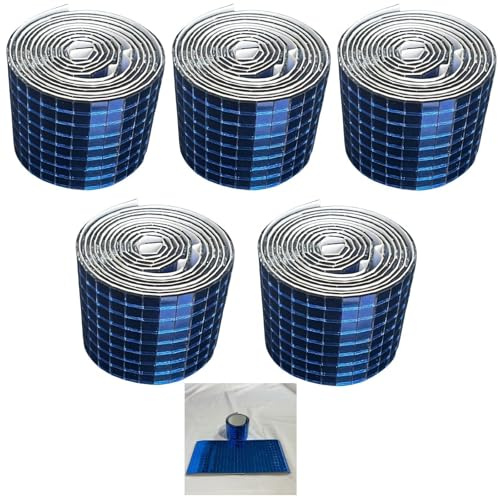 5 pièces Miroirs Auto-Adhésifs Carreaux de Mosaïque,mosaïque miroir en forme de Carré,Autocollant Mural Miroir en Verre,pour DIY Disco Party DIY Decor (Bleu)