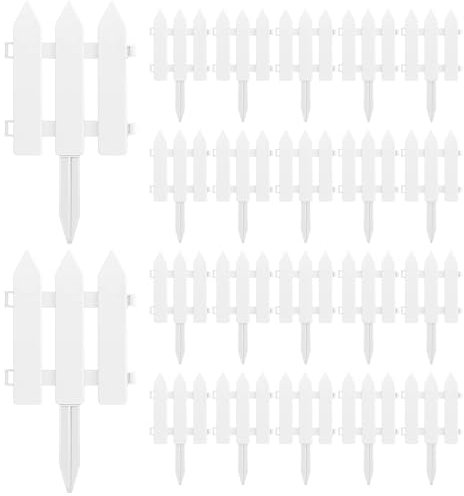 22Pcs White Picket Fence, Small Elegant White Plastic Picket Fence Inserts Hedge, 8x7 Decorative Protective Lawn Border for Garden, Landscaping, Farms Decorative Fences Plastic