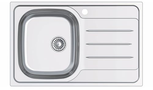 CATA Fregadero CDL-1ED /A Cubeta Cuadrada Escurridor Instalación Mueble 45 CM Base Fondo Absorbente Acero Inoxidable Válvula Canasta Acabado Inox