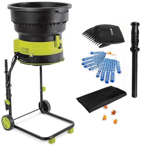 Biotrituratore da giardino, biotrituratore elettrico for foglie da 2500 W, trituratore for foglie da giardino con ruote, strumento for la pulizia del giardino, cippatori da 8000 giri/min