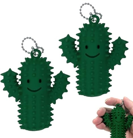 TECHEEL Fidget Toy Kaktus aus Silikon Kaktus Fidget Toys Schlüsselanhänger Sensorisches Spielzeug Anti Stress Spielzeug Spiky Grippie Stim Keychain Stimming Toys & ADHS Hilfsmittel für Erwachsene