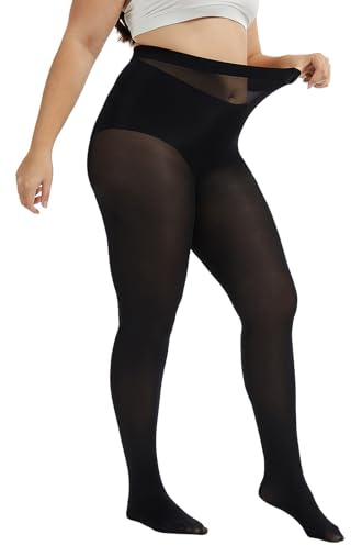 LOFIR Collant Femme 80 Deniers: Collant Opaque Grande Taille à Taille Haute Extensible en Microfibre Douce pour Robe Bureau et Soirée 1 Paire XL-6XL