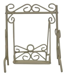ZICOM Minigarten Miniatur Hollywoodschaukel mini weiß Höhe 9,5cm Metall Puppenhaus Modellbau Sandgarten