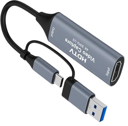 Rdxanc Game Video Capturing Card Type C+USB to HDTV 4K 30Hz 1080P 60Hz Recorder Video Gaming Camcorder Low Latency Converter Video Capturing Card