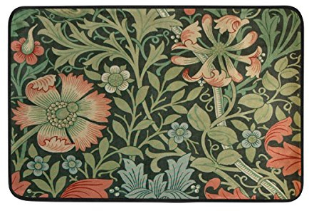 JSTEL William Morris Fußmatte für drinnen und draußen, waschbar, für Garten, Büro, Küche, Esszimmer, Wohnzimmer, Flur, Badezimmer, Haustier-Eingang, Teppich mit rutschfester Unterseite