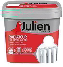 Julien Peinture Radiateur Acrylique, Fer, Cuivre, Alu, zinc - Direct sans sous-couche, Mat, Blanc Mat, 0,75 L
