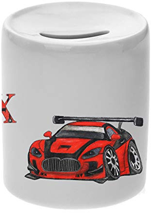 Maus-Design Keramik Spardose personalisiert mit Name, Auto | Schriftartwahl