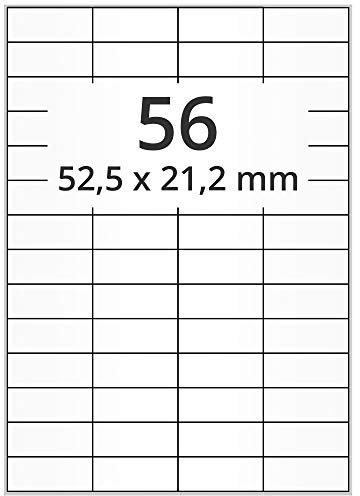 Laser-Etiketten auf A4 Bogen, weiß - 52,5 x 21,2 mm - 28.000 Papier Aufkleber auf 500 Blatt, selbstklebende Universal Klebeetiketten