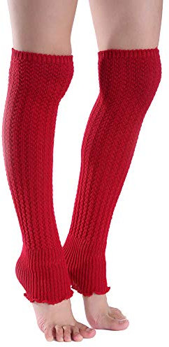 Damen Tanzen Stulpen Strickstulpen Socken Legwarmer Beinstulpen Lange Socken Rot