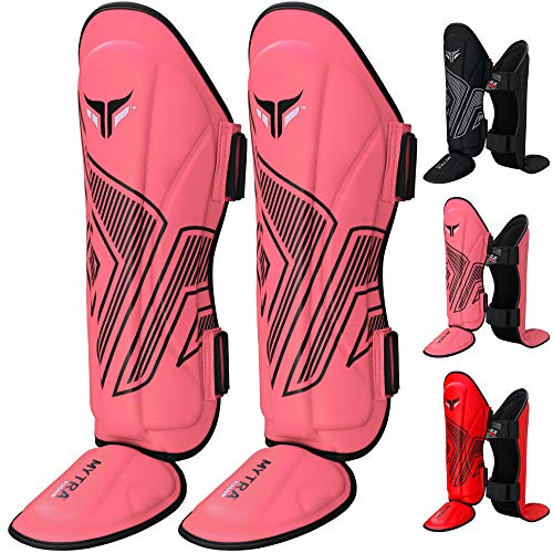 Mytra Fusion Adult Shin Pad, Shin Protector, Shin Guard For Boxing, MMA, Muay Thai, & Martial Arts Training (Pink, L/XL)