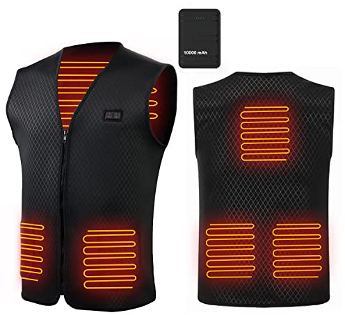 CRRXIN Beheizte Weste für Herren Damen, USB Beheizbare Weste, mit 10000mAh Batterie,Elektrische Beheizte Weste Jacke für Winter Outdoor Ski Wandern Camping Motorrad Jagd.