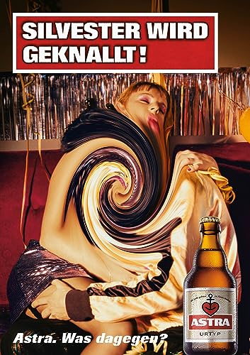 ASTRA Bier Werbung/Reklame Plakat DIN A1 59,4 x 84,1cm Silvester Wird geknallt, kultiges Poster aus St. Pauli