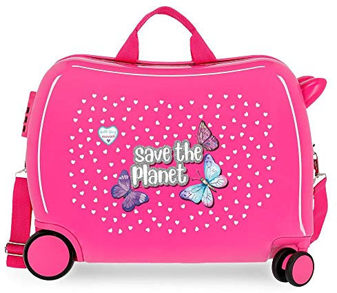 Enso Save The Planet Kinder-Koffer Rosa 50x38x20 cms Hartschalen ABS Kombinationsschloss 34L 2,1Kgs 4 Räder Handgepäck