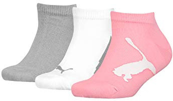 PUMA Sneaker, Calzini Unisex - Bambini e Ragazzi, Rosa/Grigio, 31-34 (Pacco da 3)
