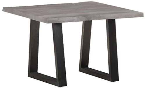 vidaXL Akazienholz Massiv Couchtisch mit Baumkanten Beistelltisch Wohnzimmertisch Kaffeetisch Sofatisch Teetisch Tisch 60x60x40cm Eisen