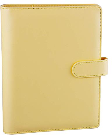 HAUTOCO A5 Binder, 6 Loch A5 Ringbuch Abdeckung, Ringbuch A5 Nachfüllbar Budget Binder, PU Leder Notizbuch A5 Ringbuch Planer Organizer Binder für Büro Schule (ohne Innenpapier), Gelb