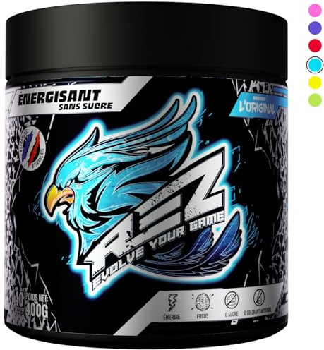 Rez | Energy Drink en Poudre | Boisson Énergisante SANS Sucre | Colorants et Arômes Naturels | Fabriqué en France | 40 Shakers en 1 Pot (400 g (Lot de 1), Original)