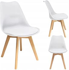 BDW Esszimmerstühle Weich Gepolsterte 1/2/4 Set - Küchenstuhl im skandinavischen Stil aus Kunststoff, Farbwahl - Vintage, Retro Design, Wohnzimmerstühle, Lounge (1, White)