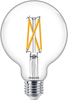 Philips Master LED Globe G93 E27 5.9W 806lm 927 Clear DimTone, 60W Equivalent, CRI90+, Dimmable Decorative Filament Light Bulb, Warm Glow 2200K–2700K Ambient Lighting