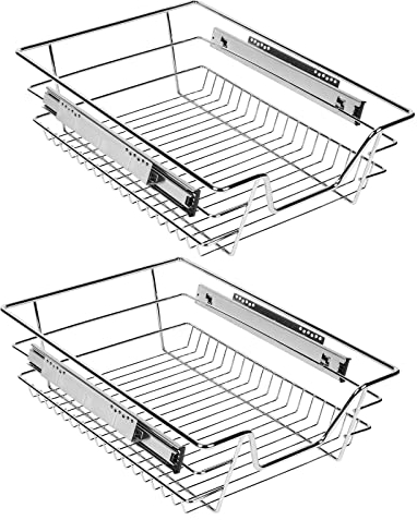 Daromigo 2x Küchenschublade 40cm Schrankbreite Teleskopschublade Korbauszug Schrankauszug Verchromt 25kg Belastbar