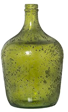 DRW Jarron de Vidrio Reciclado con Forma de garrafa de 4l en Verde 18x30cm
