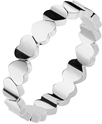 Paula & Fritz® Damen Motiv-Ring Herzen Silber 316L Chirurgenstahl Größe 62 (19,7) 4-mm Breit Verlobungsring für Damen und Herren